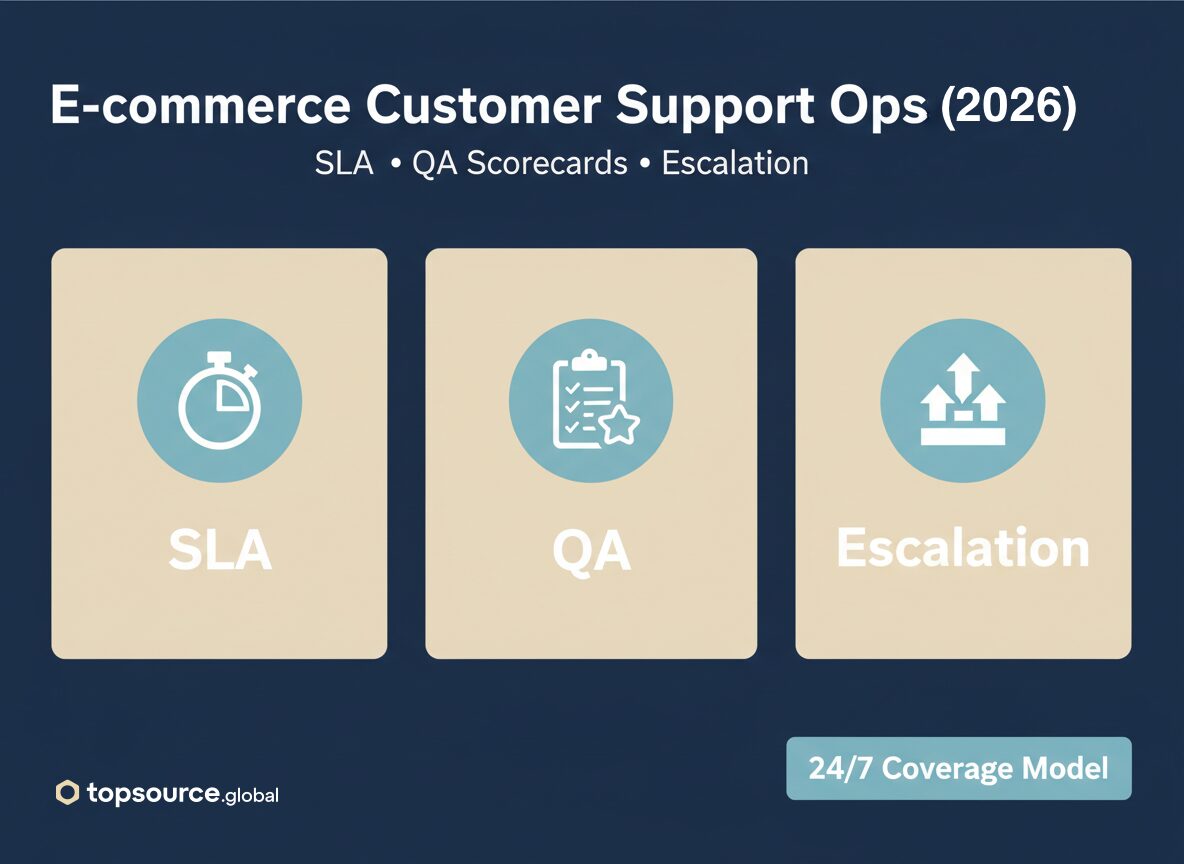 E-commerce customer support operations framework (2026): SLA, QA scorecards, escalation, 24/7 coverage