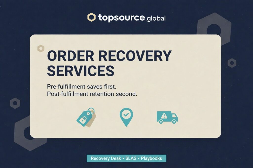 Order recovery services hero image showing pre-fulfillment and post-fulfillment recovery icons