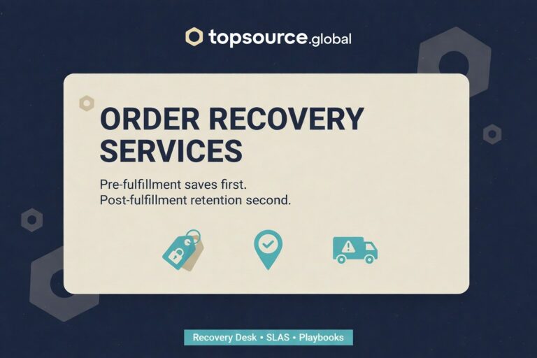 Order recovery services hero image showing pre-fulfillment and post-fulfillment recovery icons