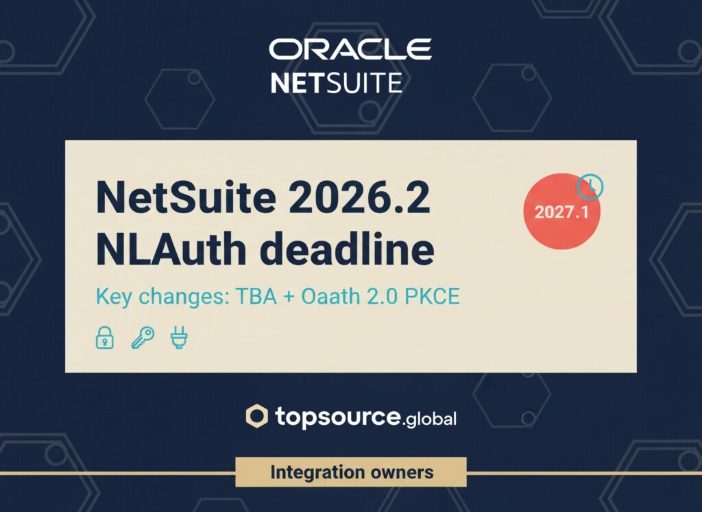 Featured image for NetSuite 2026.2 article highlighting NLAuth retirement deadline, TBA limits, and OAuth 2.0 PKCE requirement