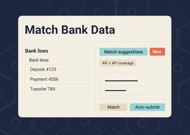 NetSuite 2026.2 bank reconciliation changes showing match suggestions and AR/AP matching workflow